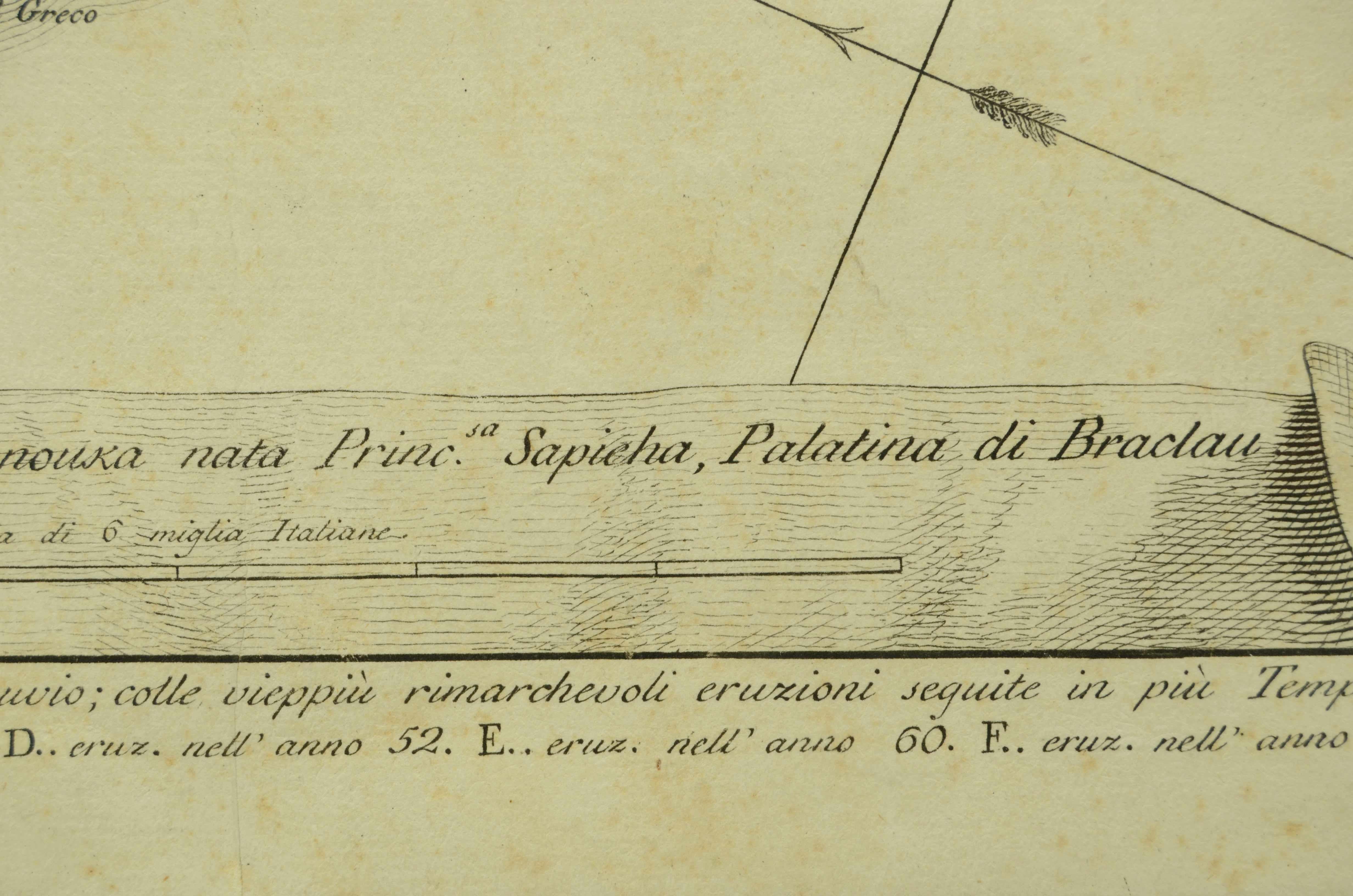 Stampa fine XVIII secolo raffigurante le eruzioni vulcaniche del Vesuvio in vendita 8
