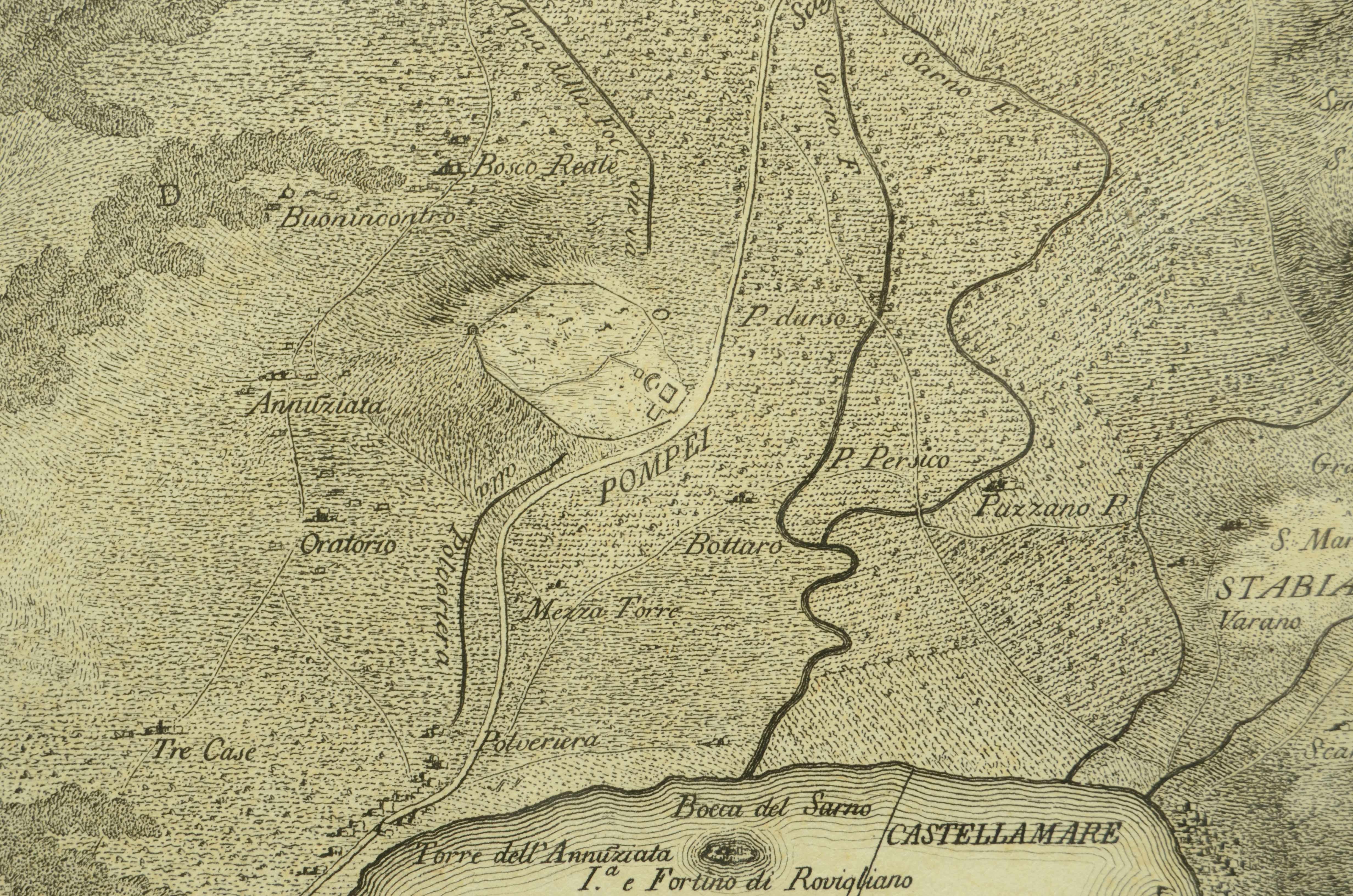 Stampa fine XVIII secolo raffigurante le eruzioni vulcaniche del Vesuvio in vendita 1