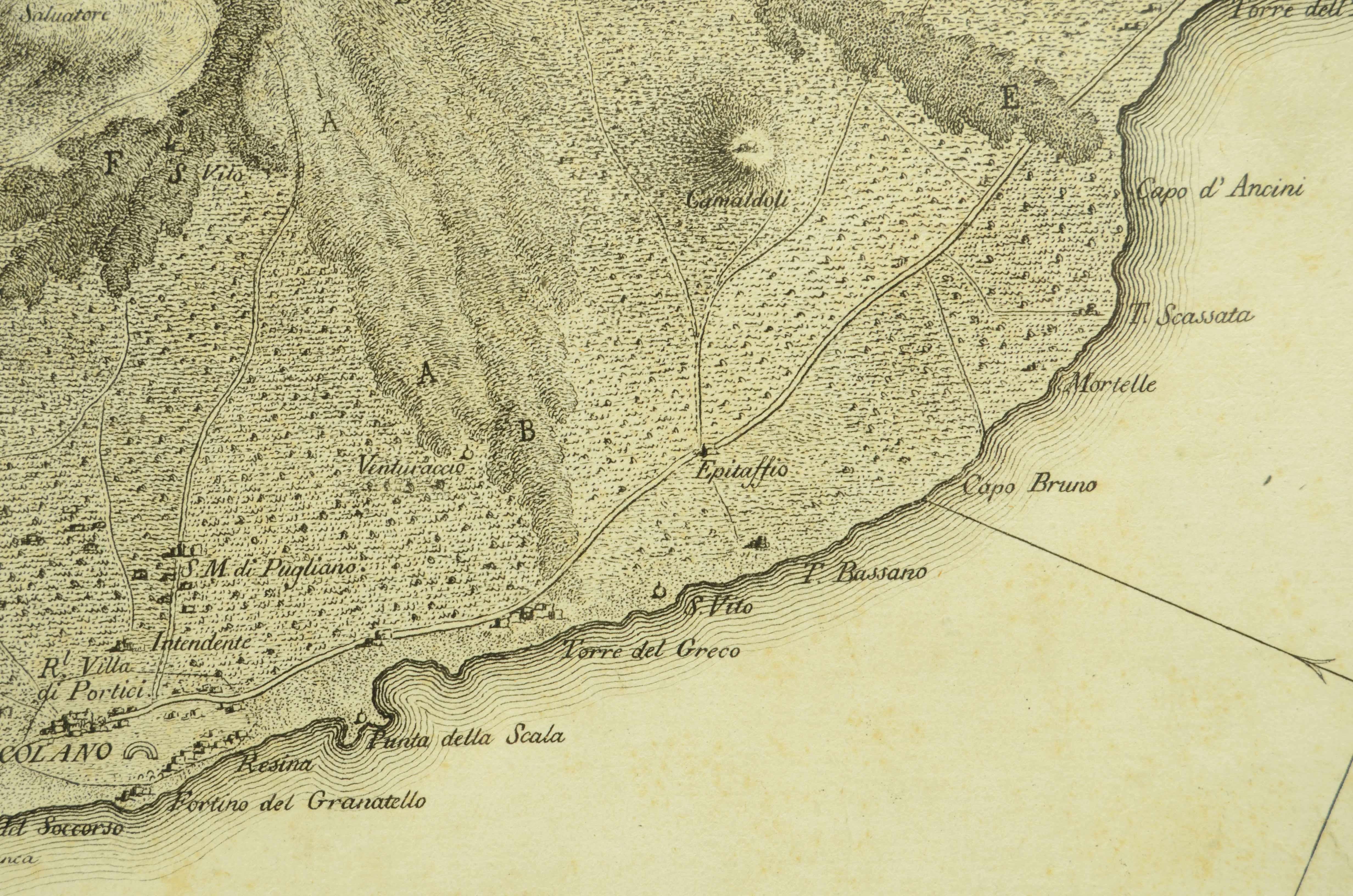 Stampa fine XVIII secolo raffigurante le eruzioni vulcaniche del Vesuvio in vendita 4