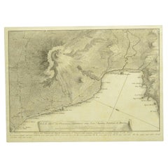 Stampa fine XVIII secolo raffigurante le eruzioni vulcaniche del Vesuvio