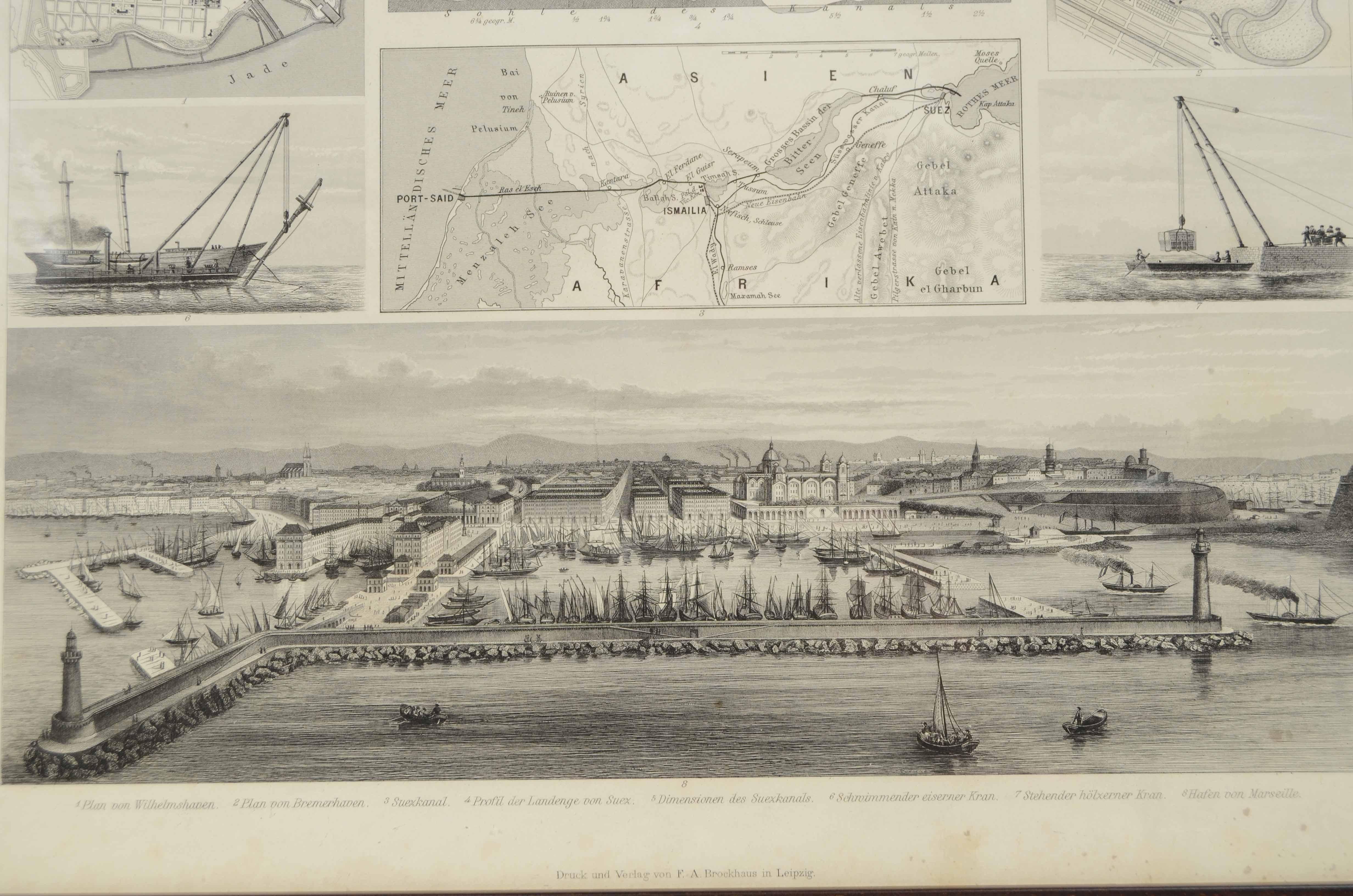 Stampa raffigurante tavola n. 20 Atlante illustrato F.A. Brockhaus Lipsia 1870 In condizioni buone in vendita a Milan, IT