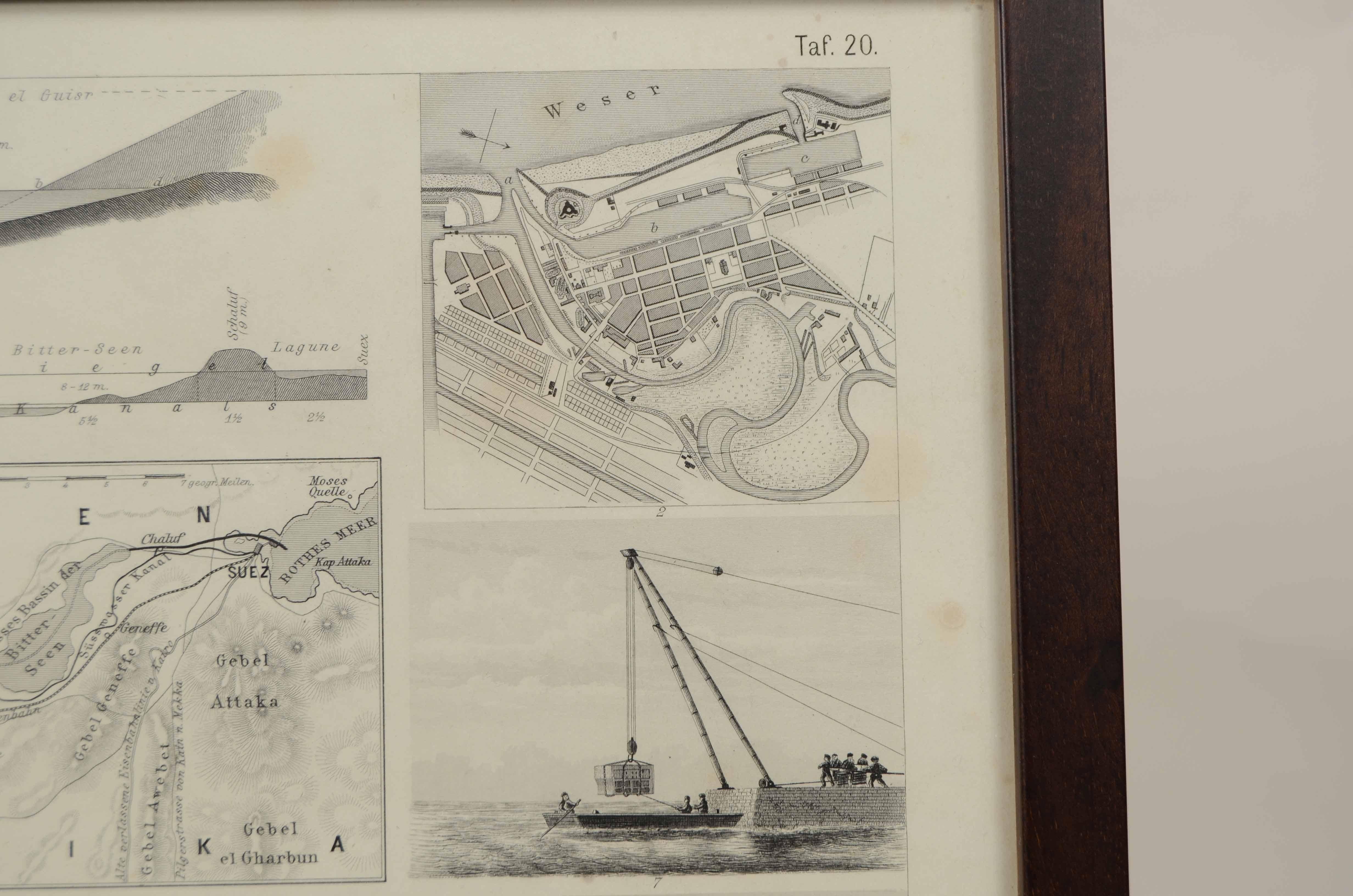 Stampa raffigurante tavola n. 20 Atlante illustrato F.A. Brockhaus Lipsia 1870 in vendita 3