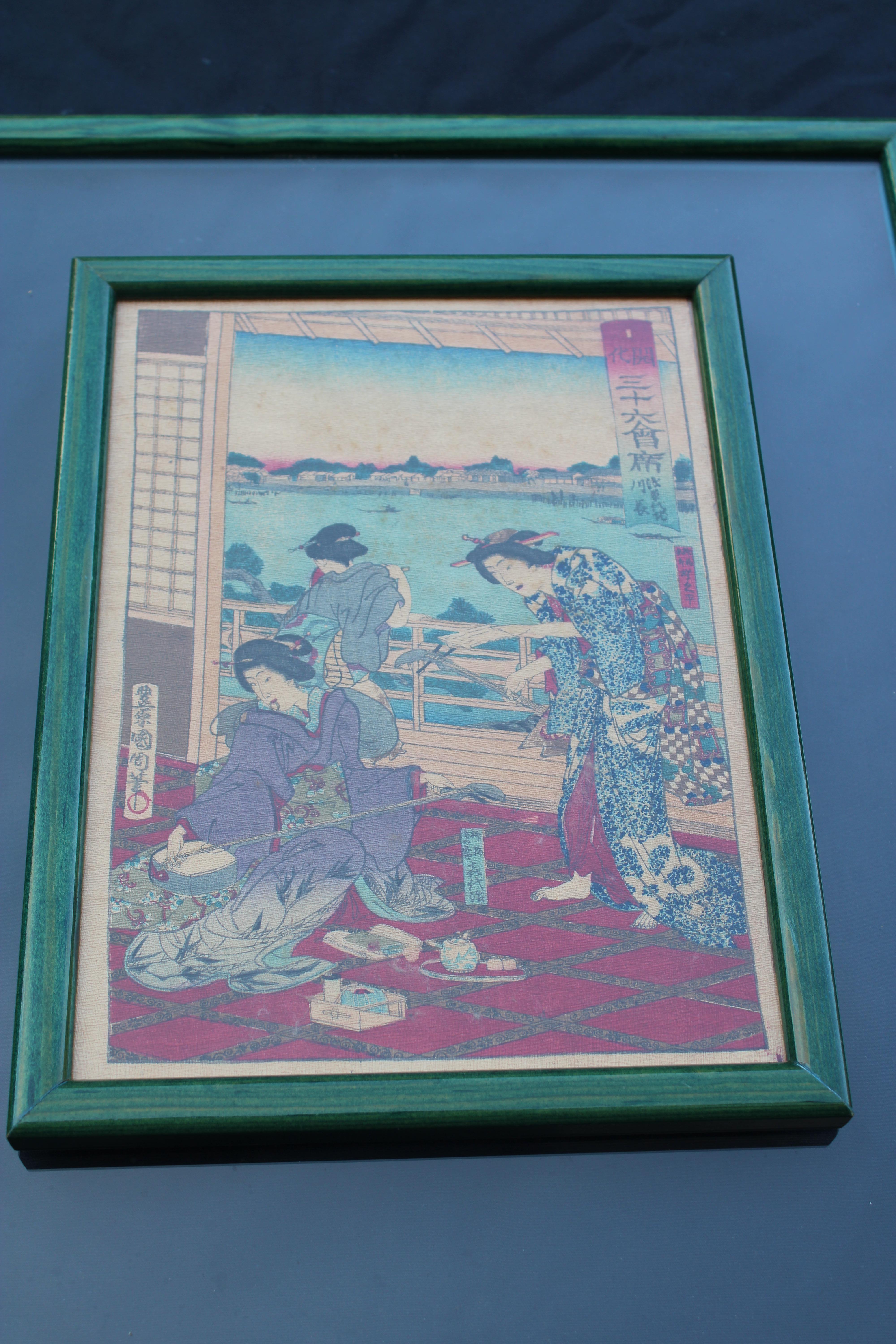 Japanese Print Toyohara Chikanobu Japan Woodcut 1880 For Sale