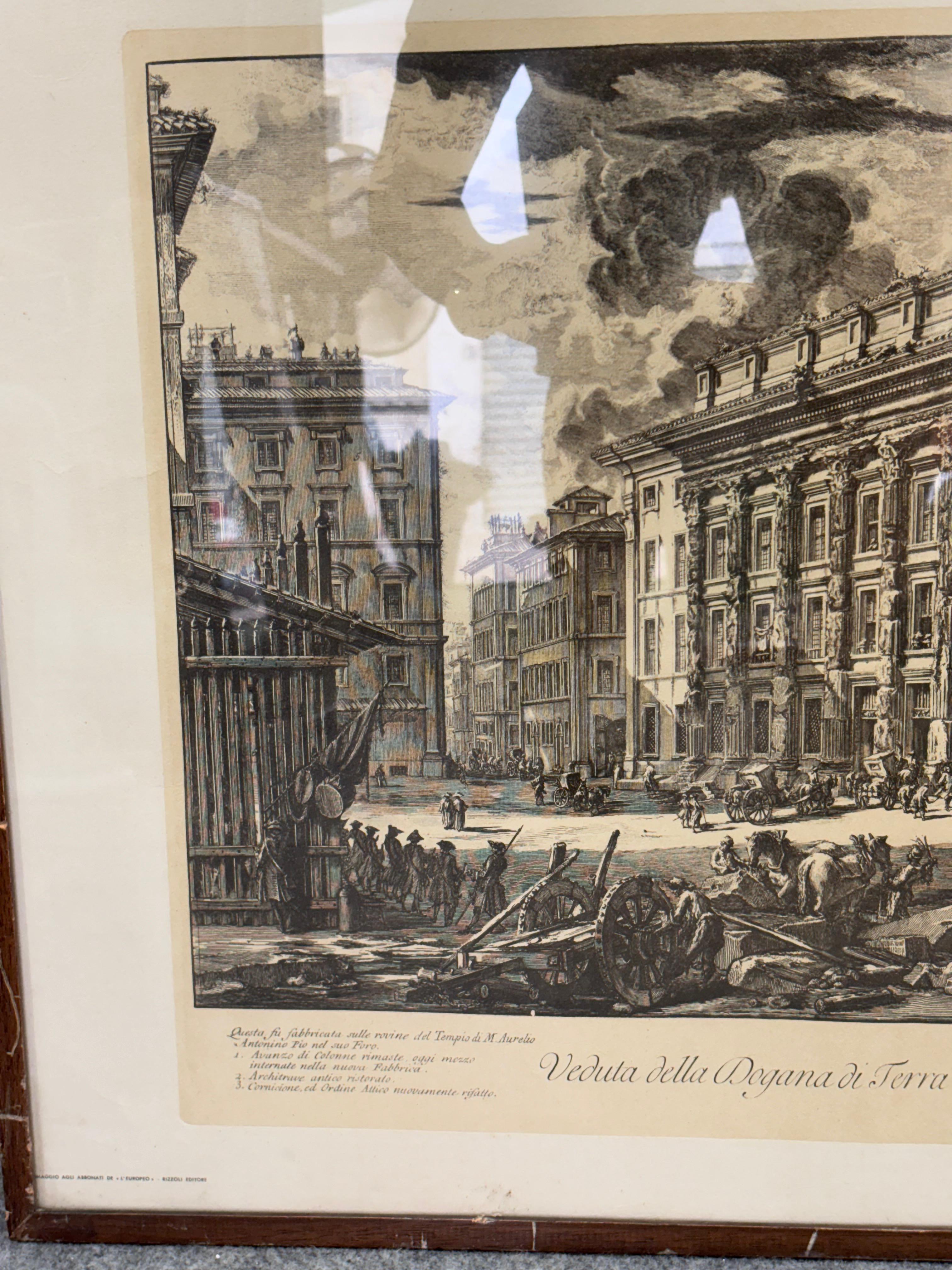 Italian Stampa Veduta della Dogana di Terra a Piazza di Pietra Roma Anni 50 in vendita