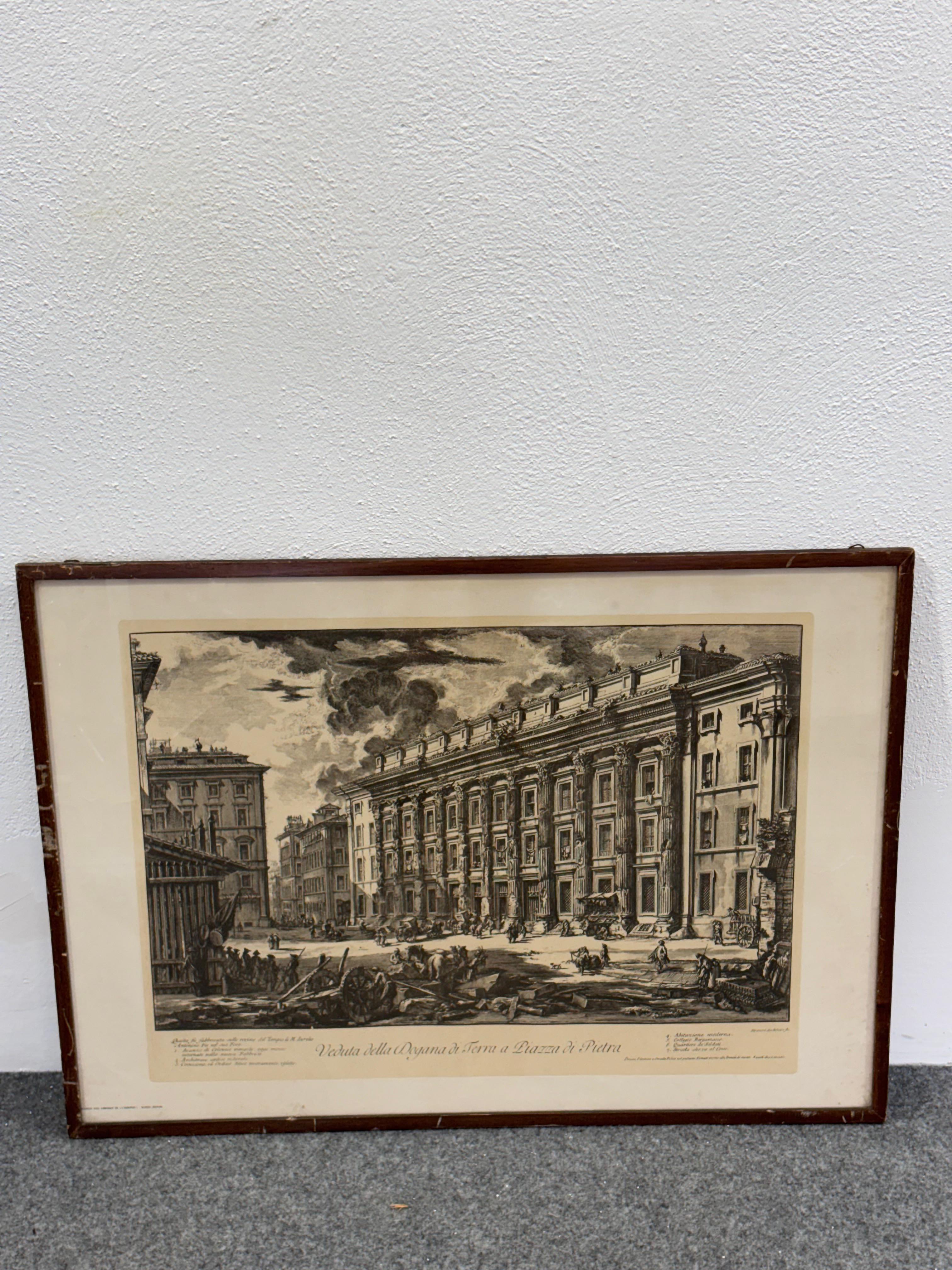 Mid-20th Century Stampa Veduta della Dogana di Terra a Piazza di Pietra Roma Anni 50 in vendita