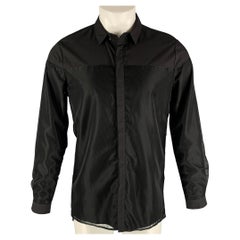 STAMPD - Chemise à manches longues en coton et tissus mélangés noirs avec poche cachée et manches longues, taille S