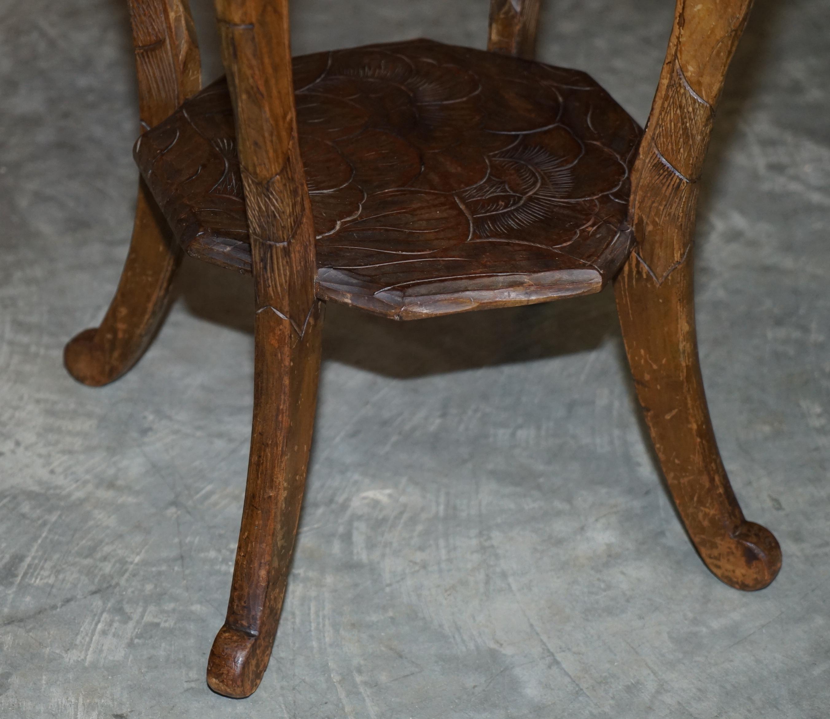 Stamped 1905 Liberty's London Hand Carved Occasional Side End Lamp Wine Table 6