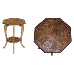 Stamped 1905 Liberty's London Hand Carved Occasional Side End Lamp Wine Table