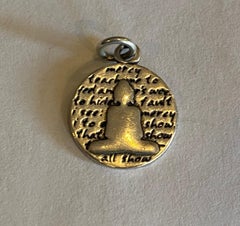 Stamped 950 Sterling Silver Circular Buddha Pendant With Buddhist Mercy Quote