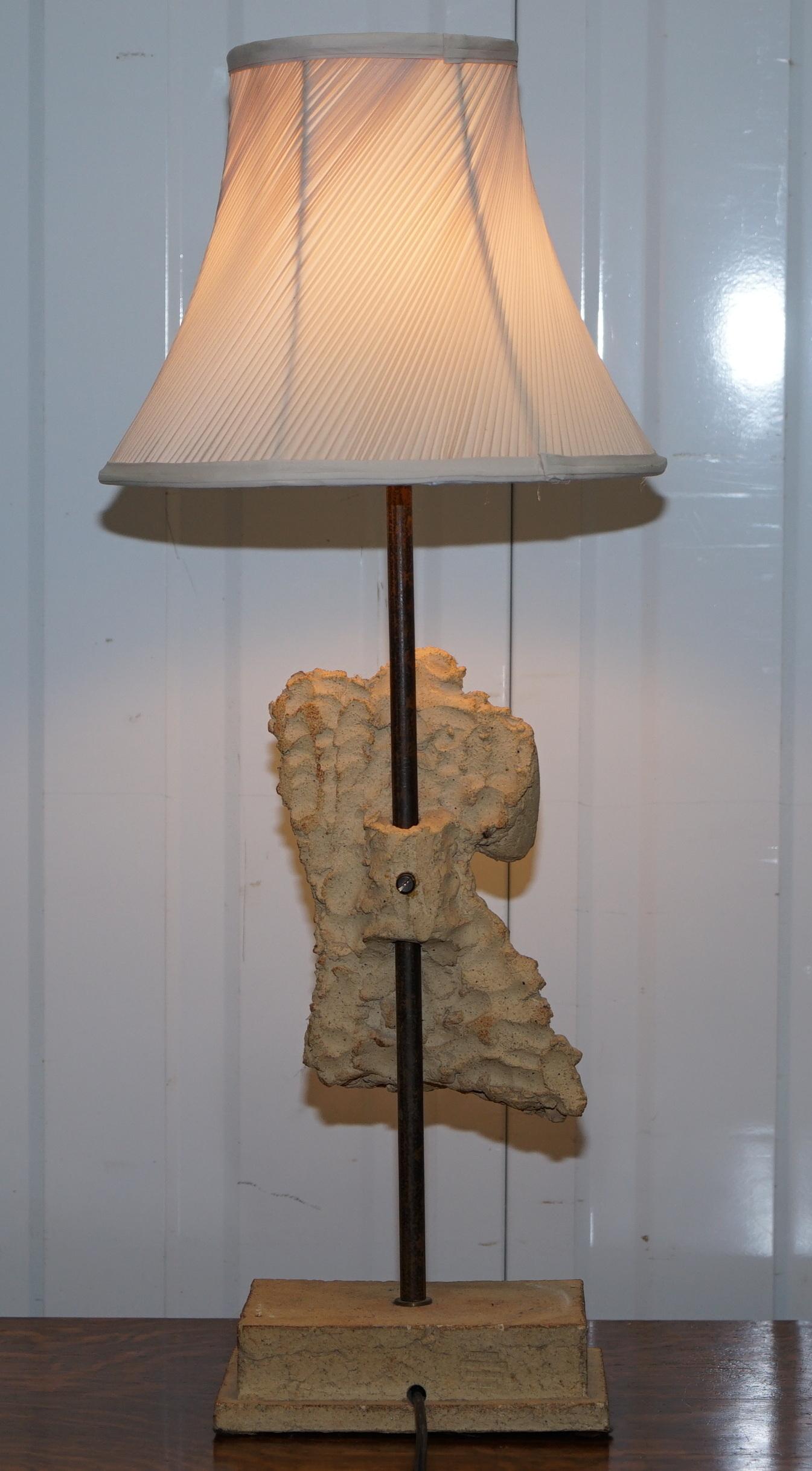Stamped Atelier Michel Cayla Stone Torso Bust of Male Converted into Table Lamp 1