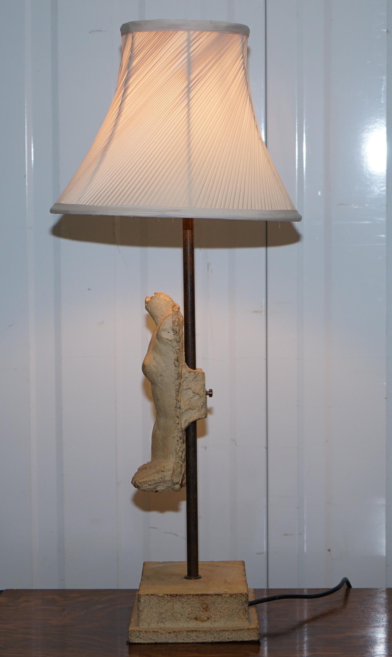 Stamped Atelier Michel Cayla Stone Torso Bust of Male Converted into Table Lamp In Good Condition In West Sussex, Pulborough