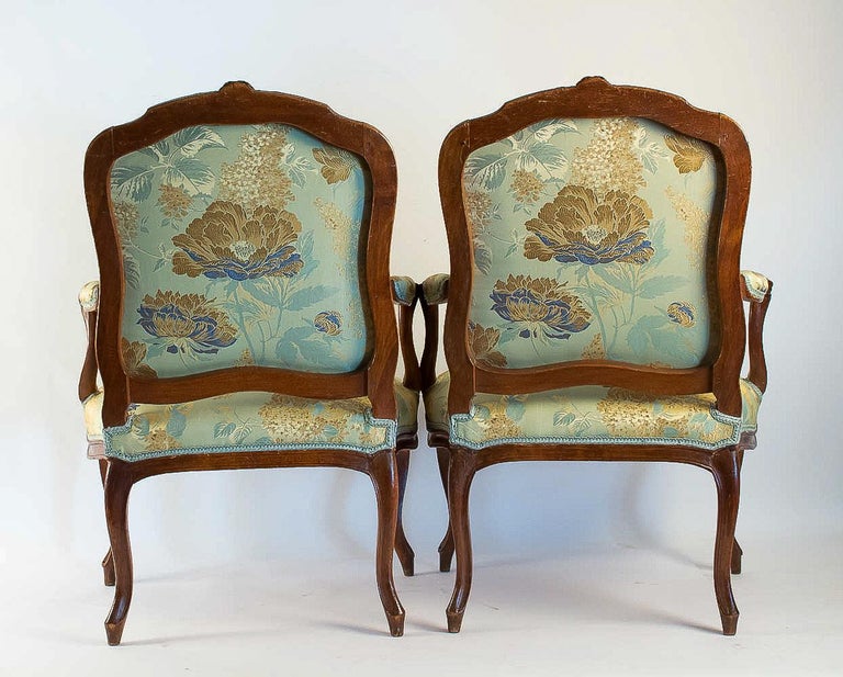 Stamped by Louis Delanois Louis XV Period Pair of Large Armchairs