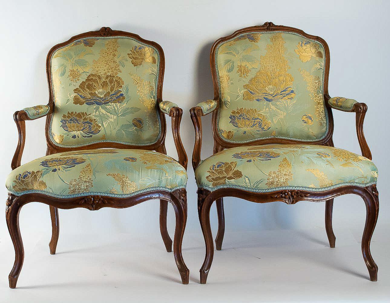 Stamped by Louis Delanois Louis XV Period Pair of Large Armchairs, circa 1765 6