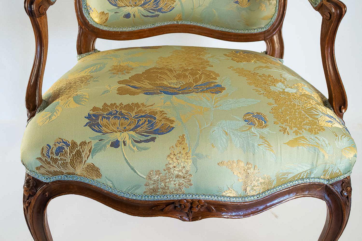 Wood Stamped by Louis Delanois Louis XV Period Pair of Large Armchairs, circa 1765