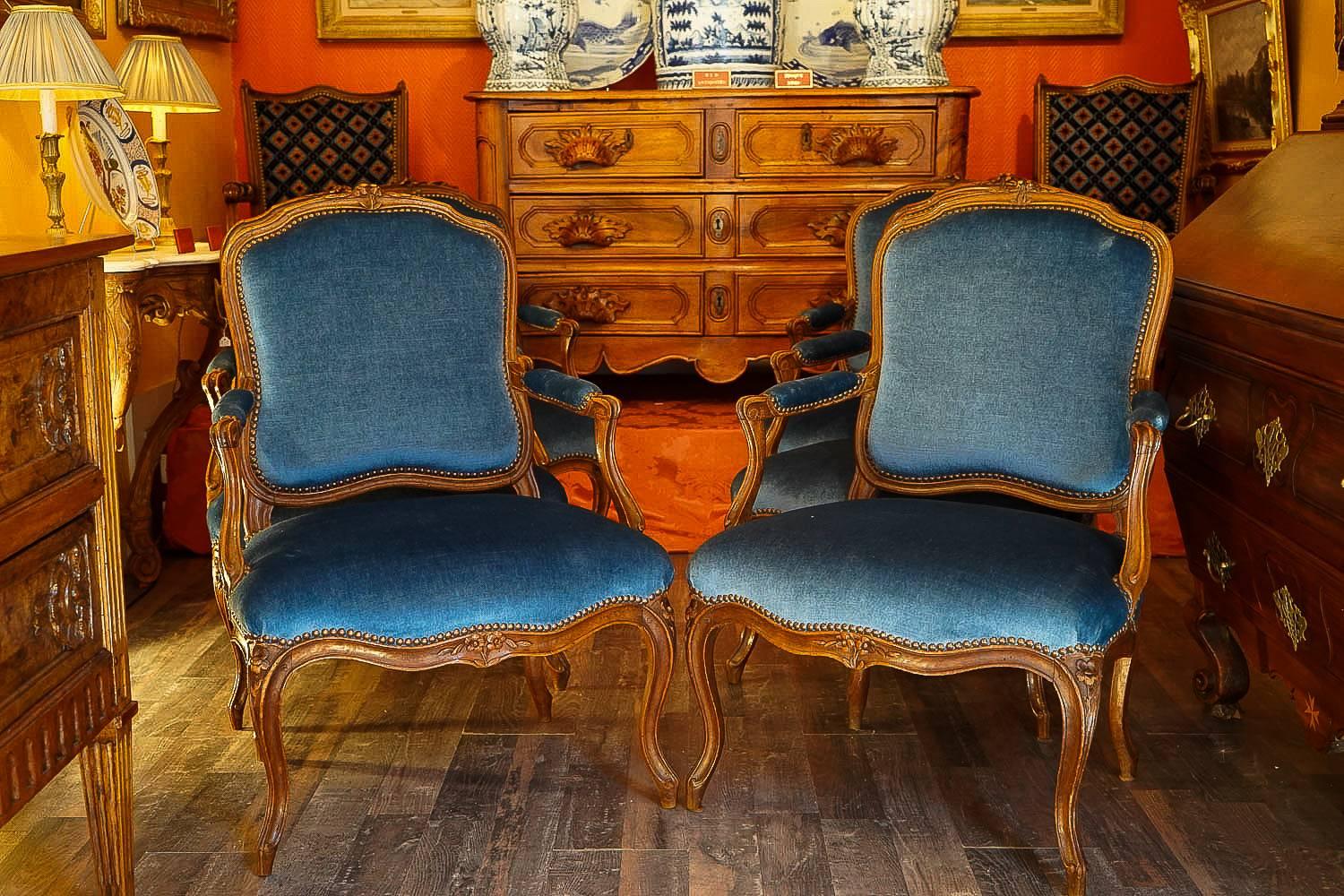 Stamped by Louis Delanois, Set of Six Louis XV Period Large Armchairs circa 1765 10