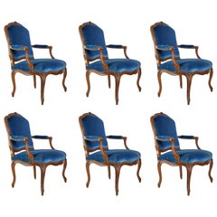 Estampillé par Louis Delanois, ensemble de six grands fauteuils d'époque Louis XV, datant d'environ 1765