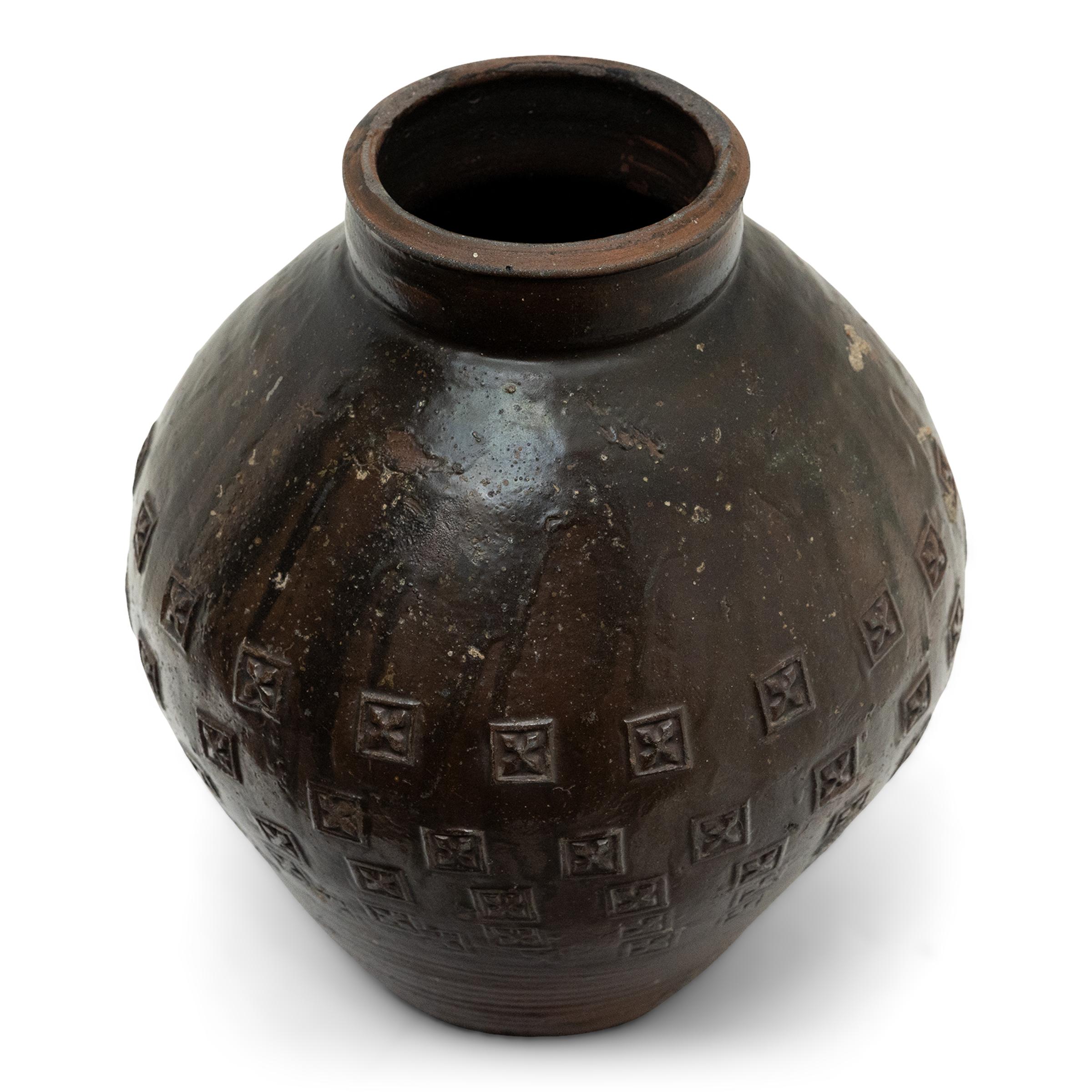 Glazed Stamped Chinese Yunnan Pot, c. 1800 For Sale