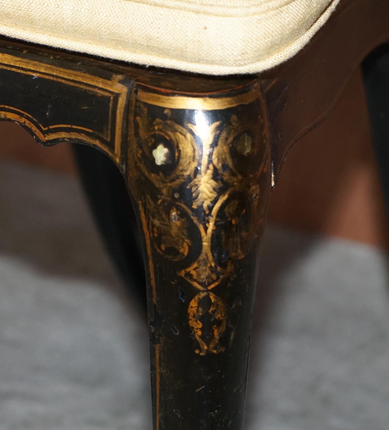 Stamped circa 1815 Jennens & Bettridge Ebonsied Mother of Pearl Regency Chair For Sale 6