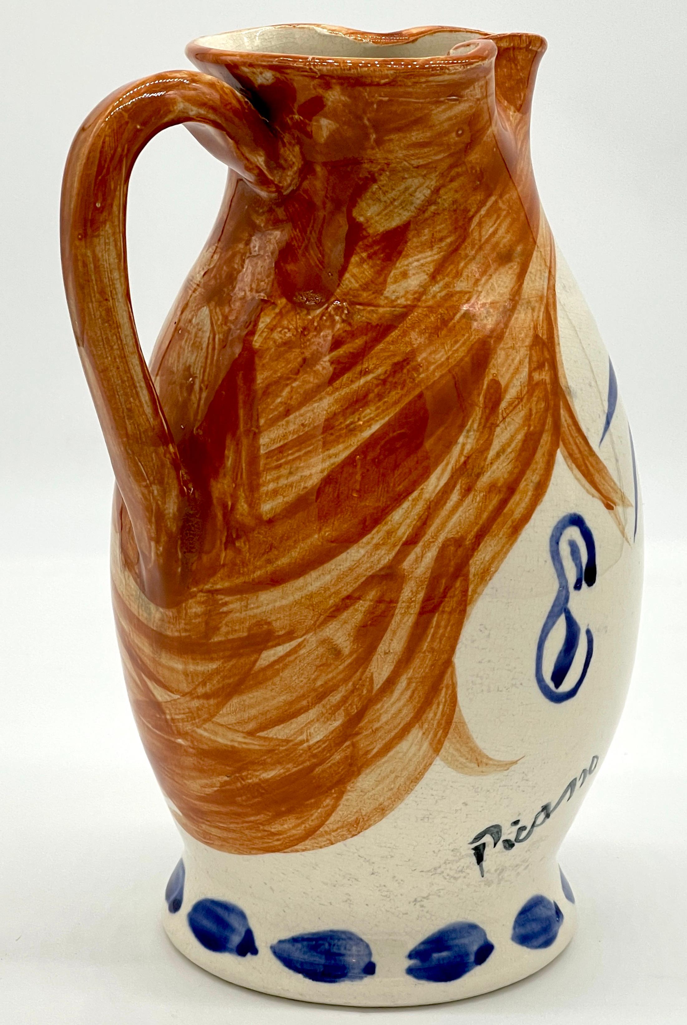 Peint à la main Pichet « Chope Visage » en poterie de Padilla Picasso, estampillé en vente