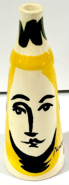 Stamped Edition Padilla “Picasso” Pottery Conical Face Vase, Mexico
