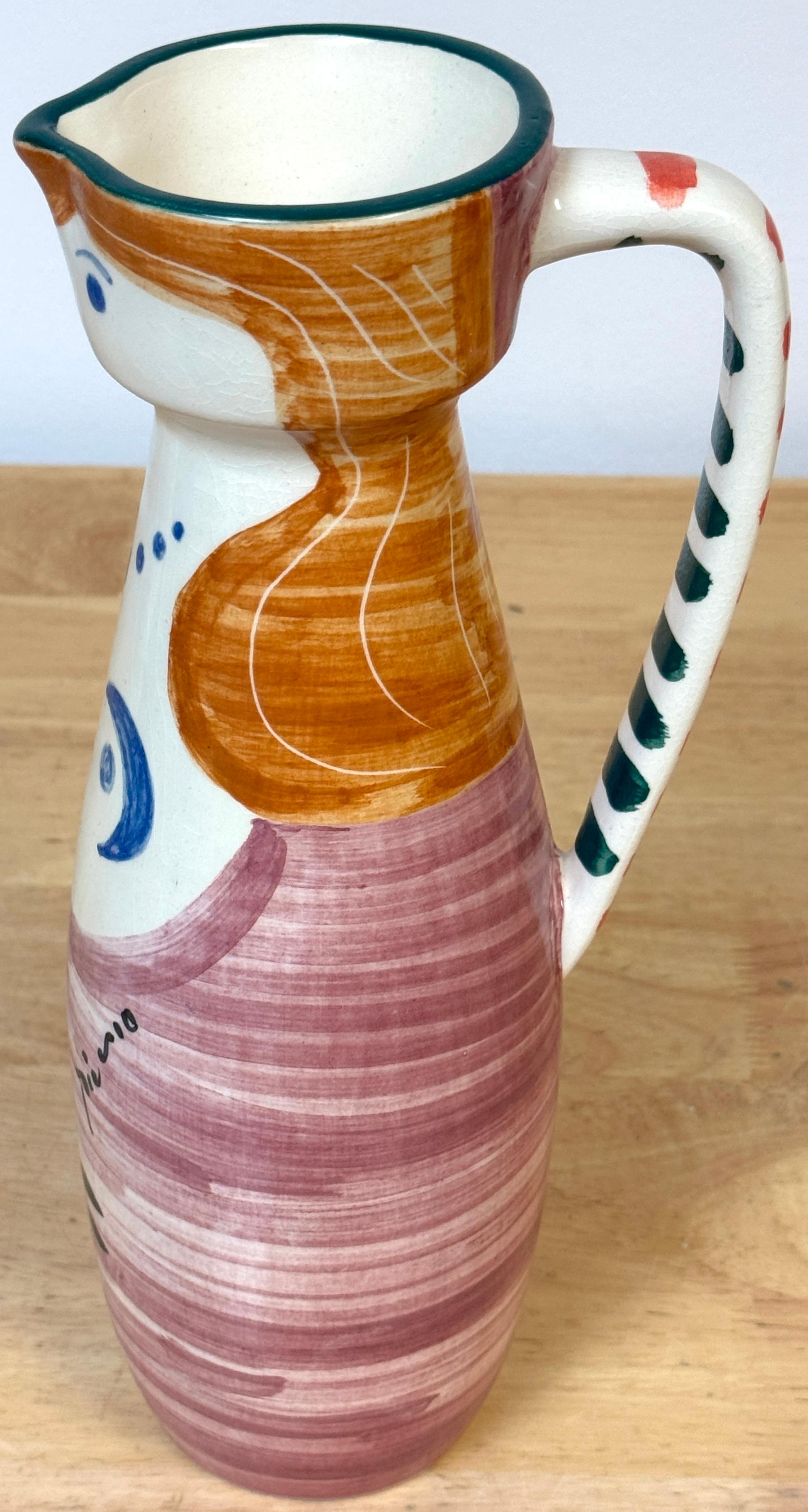 Stamped Edition Padilla Picasso Pottery Handled Portrait Vase For Sale 5