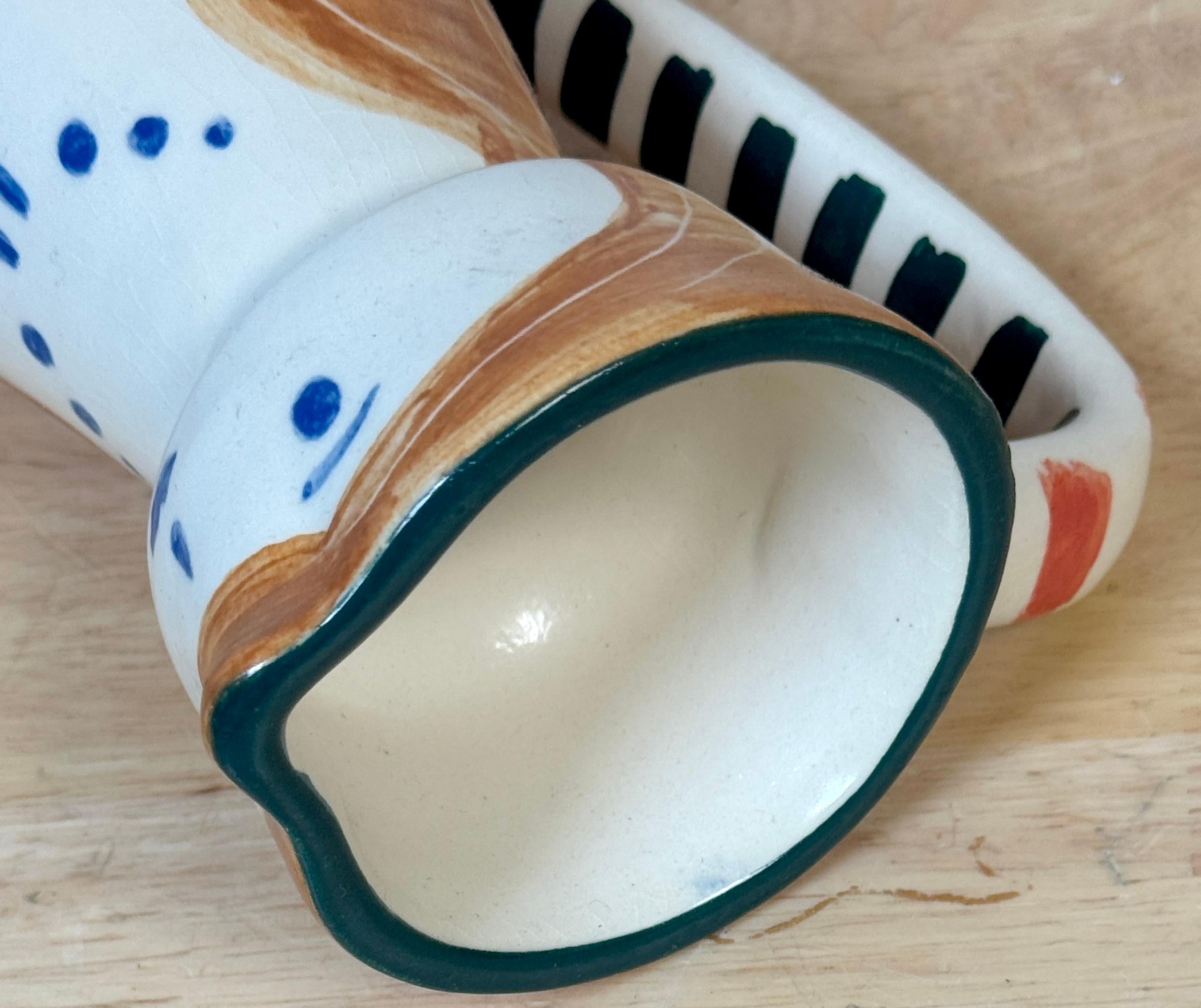 Stamped Edition Padilla Picasso Pottery Handled Portrait Vase For Sale 6