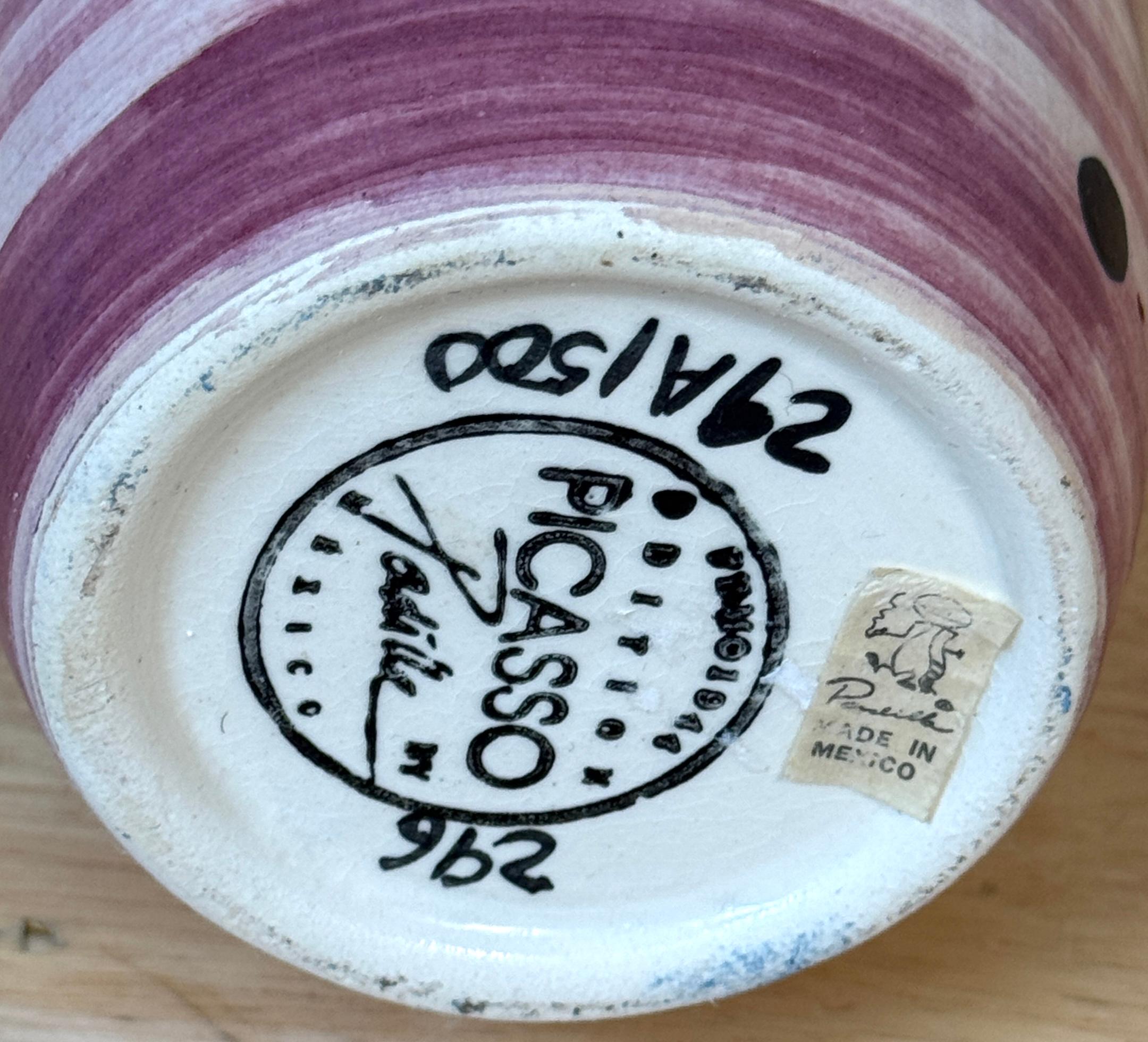 Stamped Edition Padilla Picasso Pottery Handled Portrait Vase For Sale 7