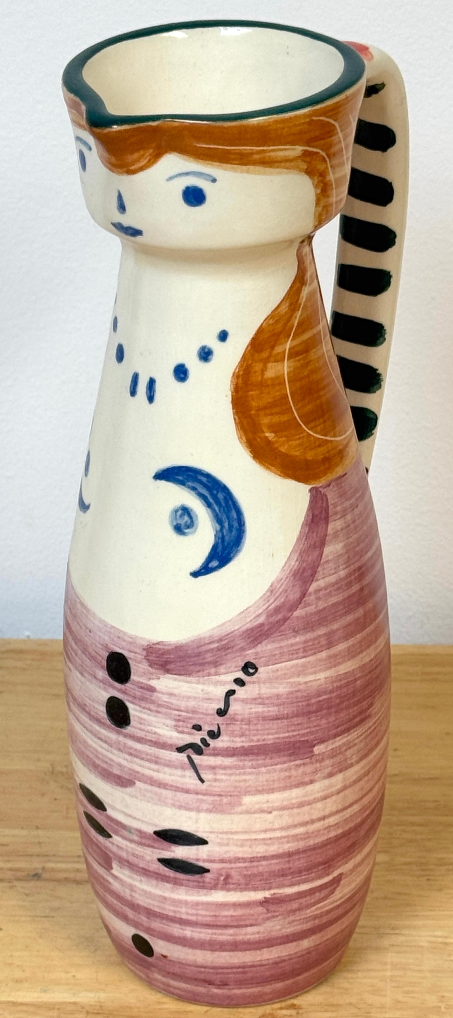 Stamped Edition Padilla Picasso Pottery Handled Portrait Vase

After Pablo Picasso, signed on the front 'Picasso' in blue script. 

Stamped on the bottom:

296

1994 Edition 29A /500

Picasso by Padilla Mexico

Bears Paper Padilla Label

This