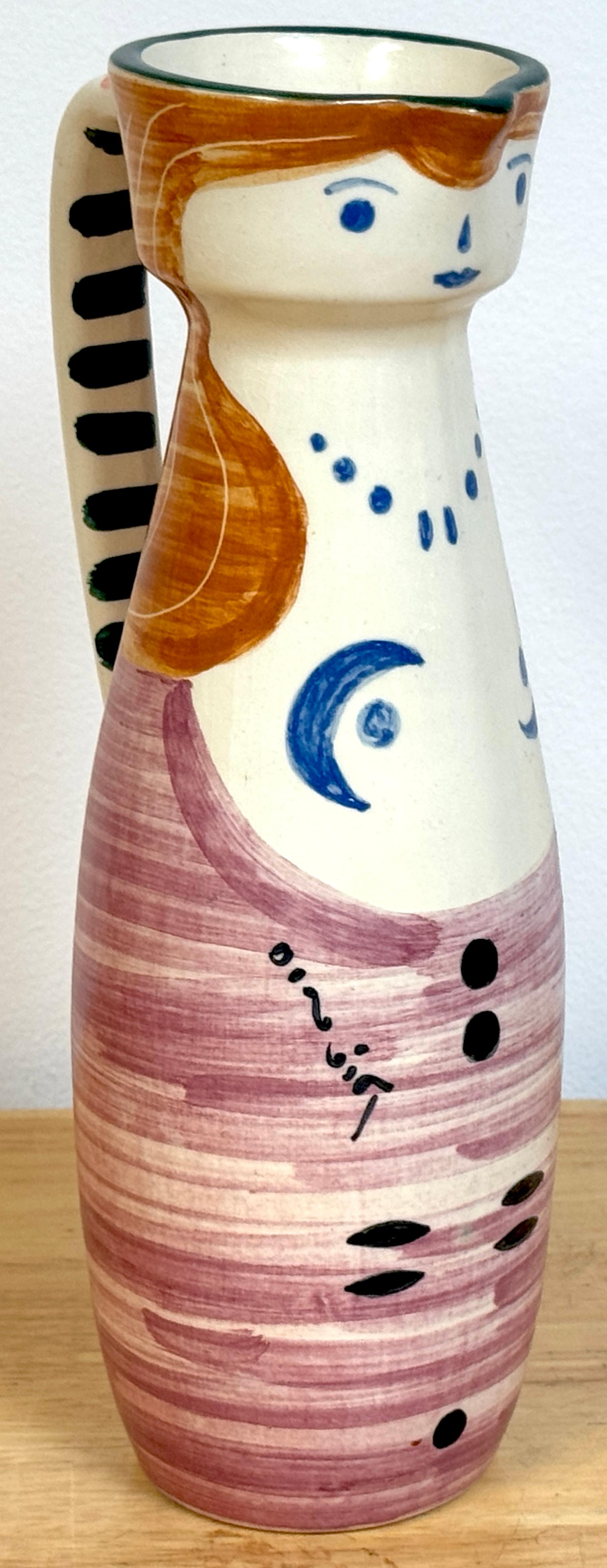 Modern Stamped Edition Padilla Picasso Pottery Handled Portrait Vase For Sale