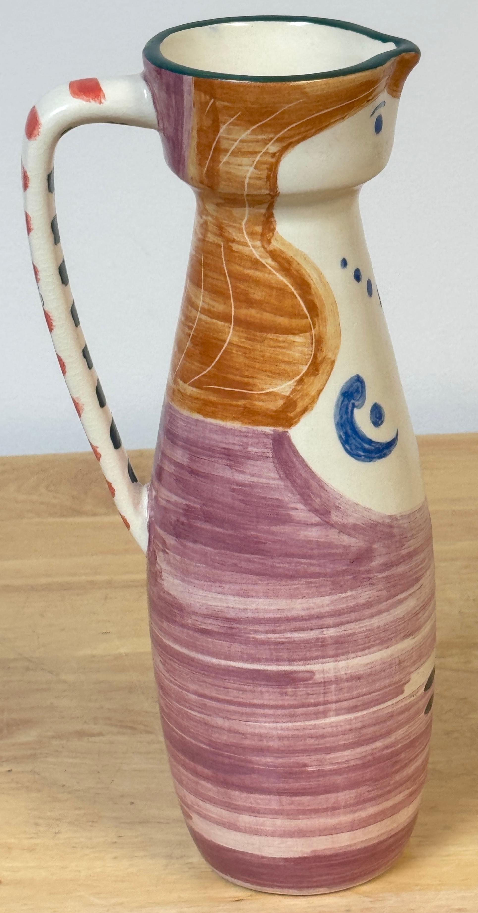 Stamped Edition Padilla Picasso Pottery Handled Portrait Vase For Sale 1
