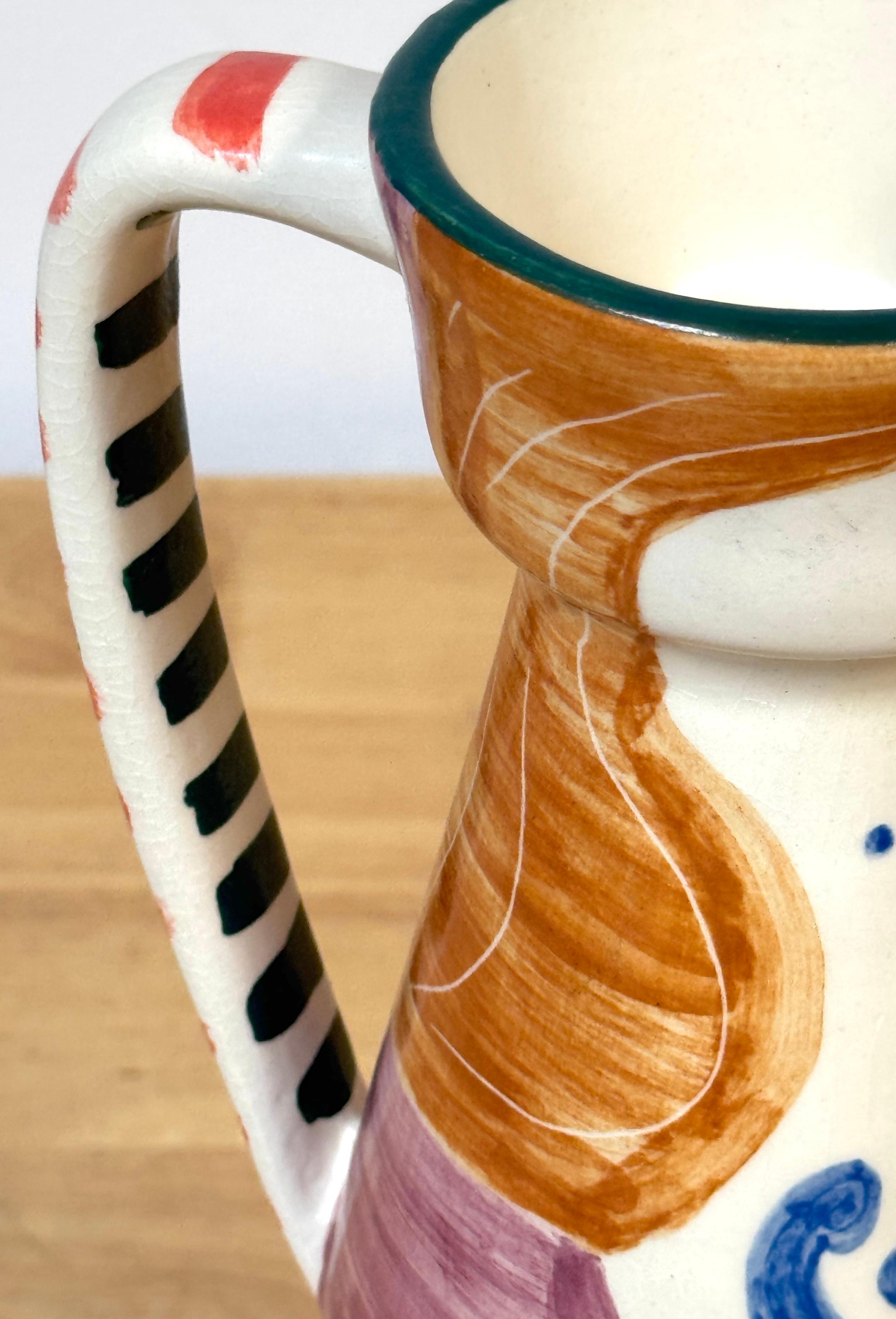 Stamped Edition Padilla Picasso Pottery Handled Portrait Vase For Sale 2