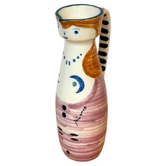 Stamped Edition Padilla Picasso Pottery Handled Portrait Vase