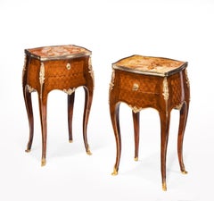 Stamped Gillows a Pair of French Ormolu-Mounted Rosewood and Kingwood Parquetry