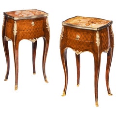 Stamped Gillows a Pair of French Ormolu-Mounted Rosewood and Kingwood Parquetry