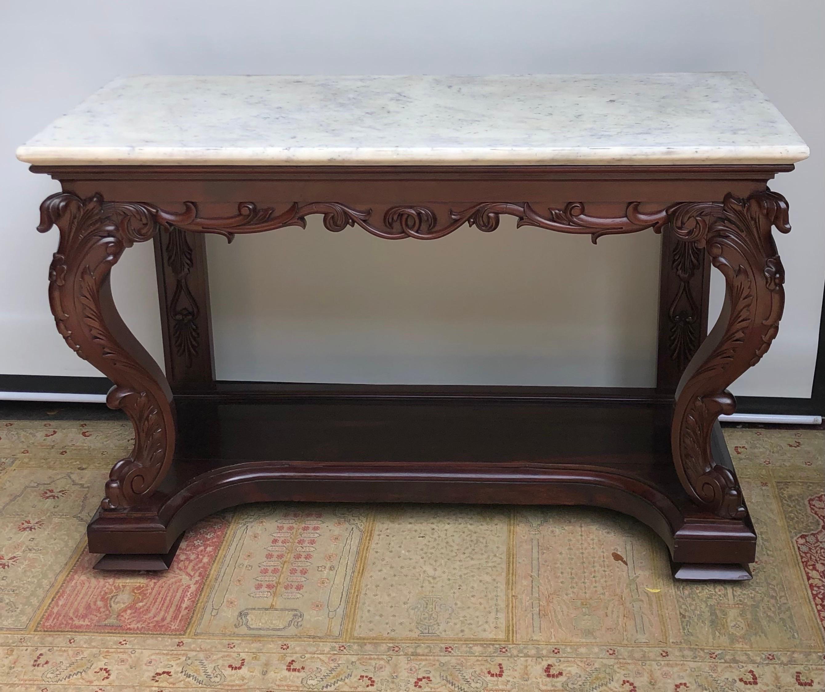 Table console anglo-indienne en acajou avec plateau en marbre, estampillée J M EDMOND CALCUTTA en vente 10