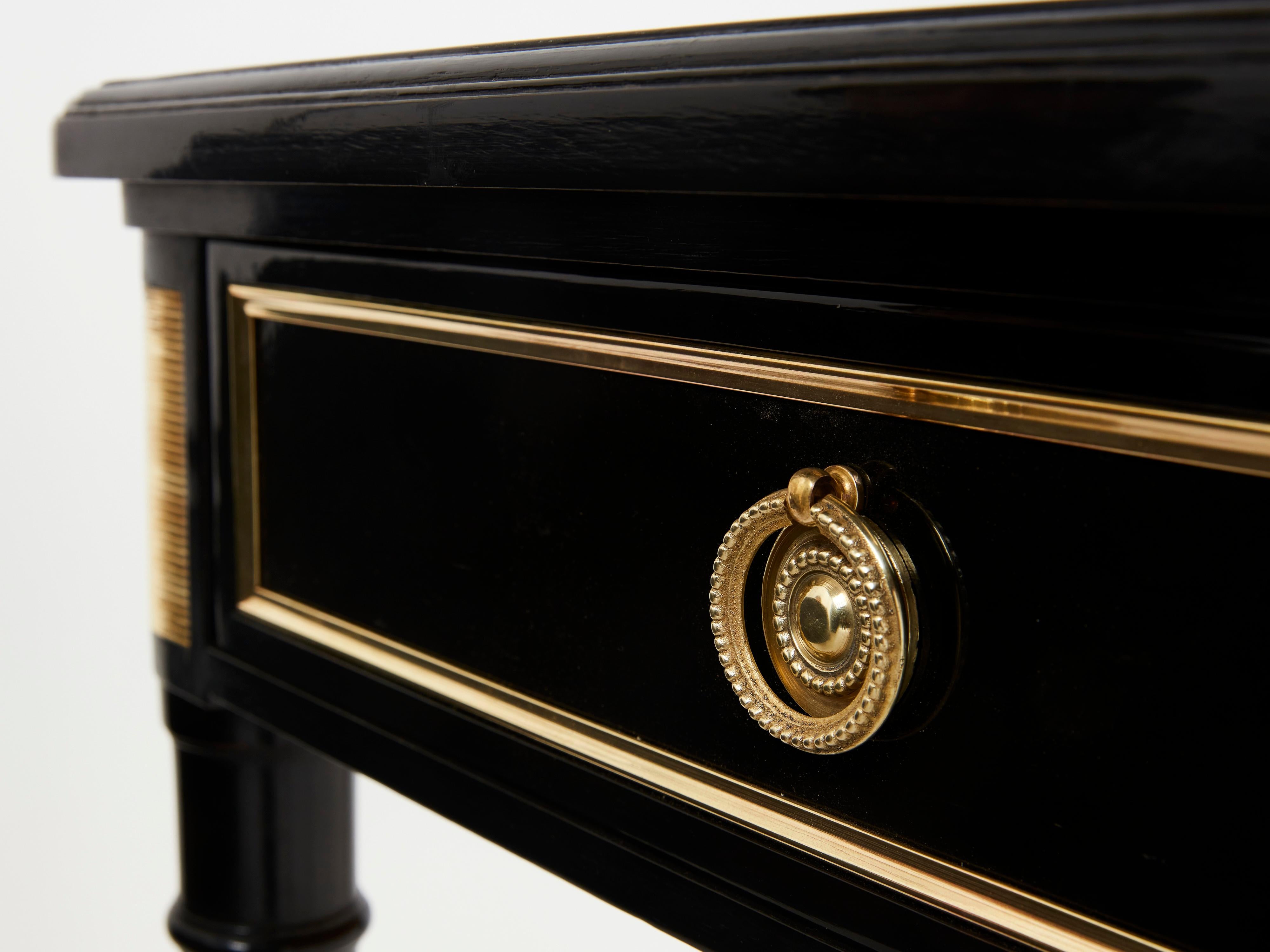 Stamped Maurice Hirsch Louis XVI Ebonized Desk Bureau Plat, 1960s 6