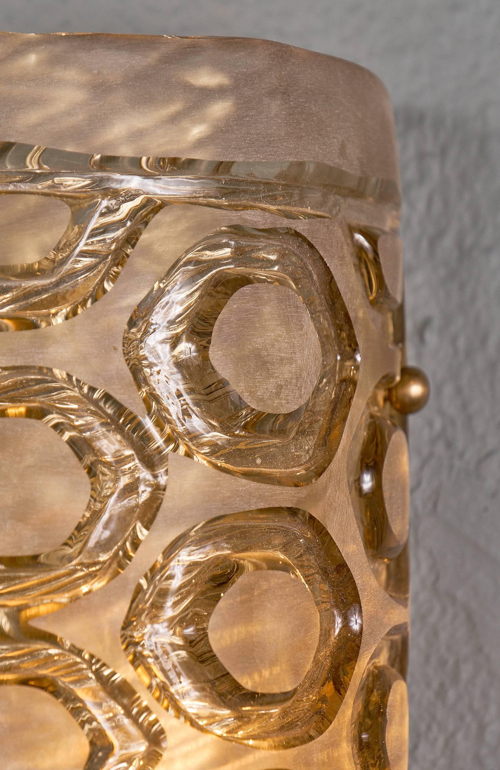 Contemporary Stamped Modernist Murano Glass Sconces For Sale