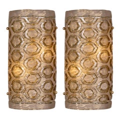 Stamped Modernist Murano Glass Sconces