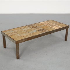 Stamped Roger Capron Garrigue Coffee Table with Textured Tile c. 1960's