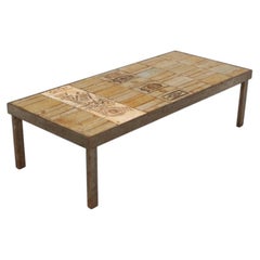Stamped Roger Capron Garrigue Coffee Table with Textured Tile c. 1960's