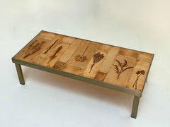 Niedriger Tisch aus gestempeltem Steingut, Roger Capron, Vallauris um 1970