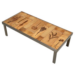 Niedriger Tisch aus gestempeltem Steingut, Roger Capron, Vallauris um 1970