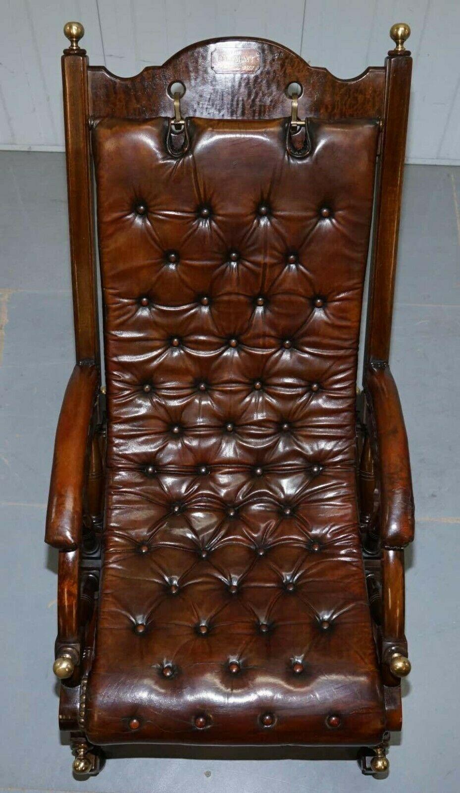 Hand-Crafted Stamped The Clermont Baltimore 1801 Chesterfield Brown Leather Library Armchair
