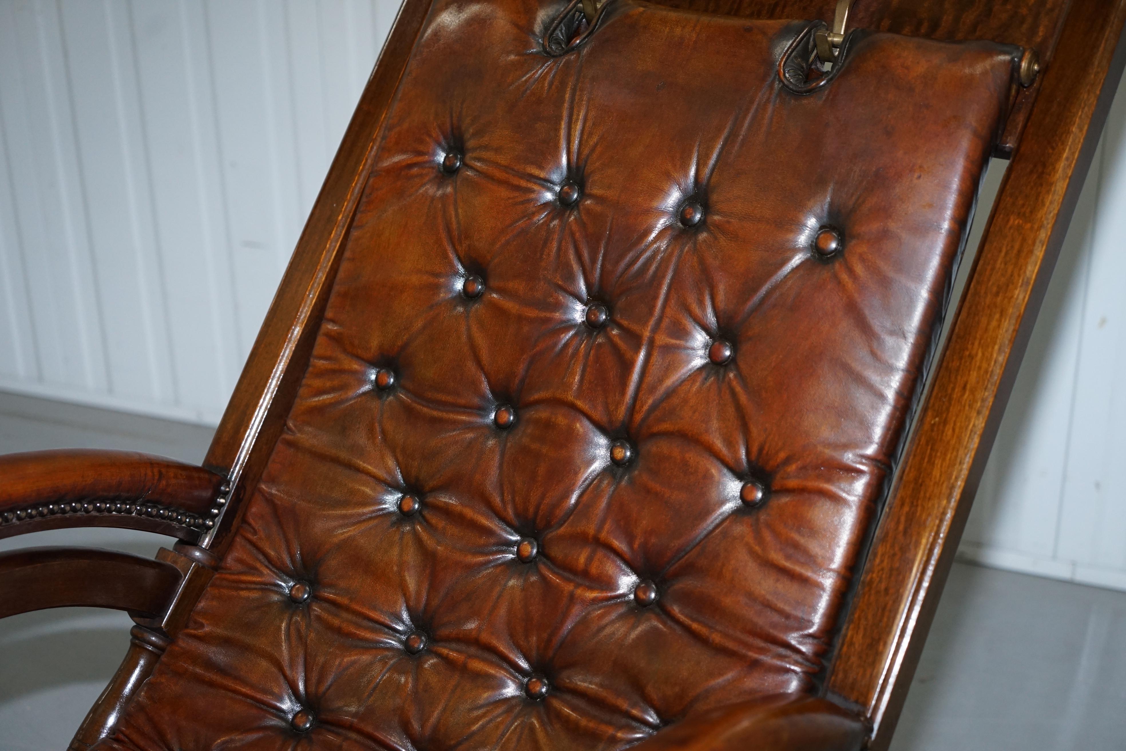 Stamped the Clermont Baltimore 1801 Chesterfield Buttoned Brown Leather Armchair 3