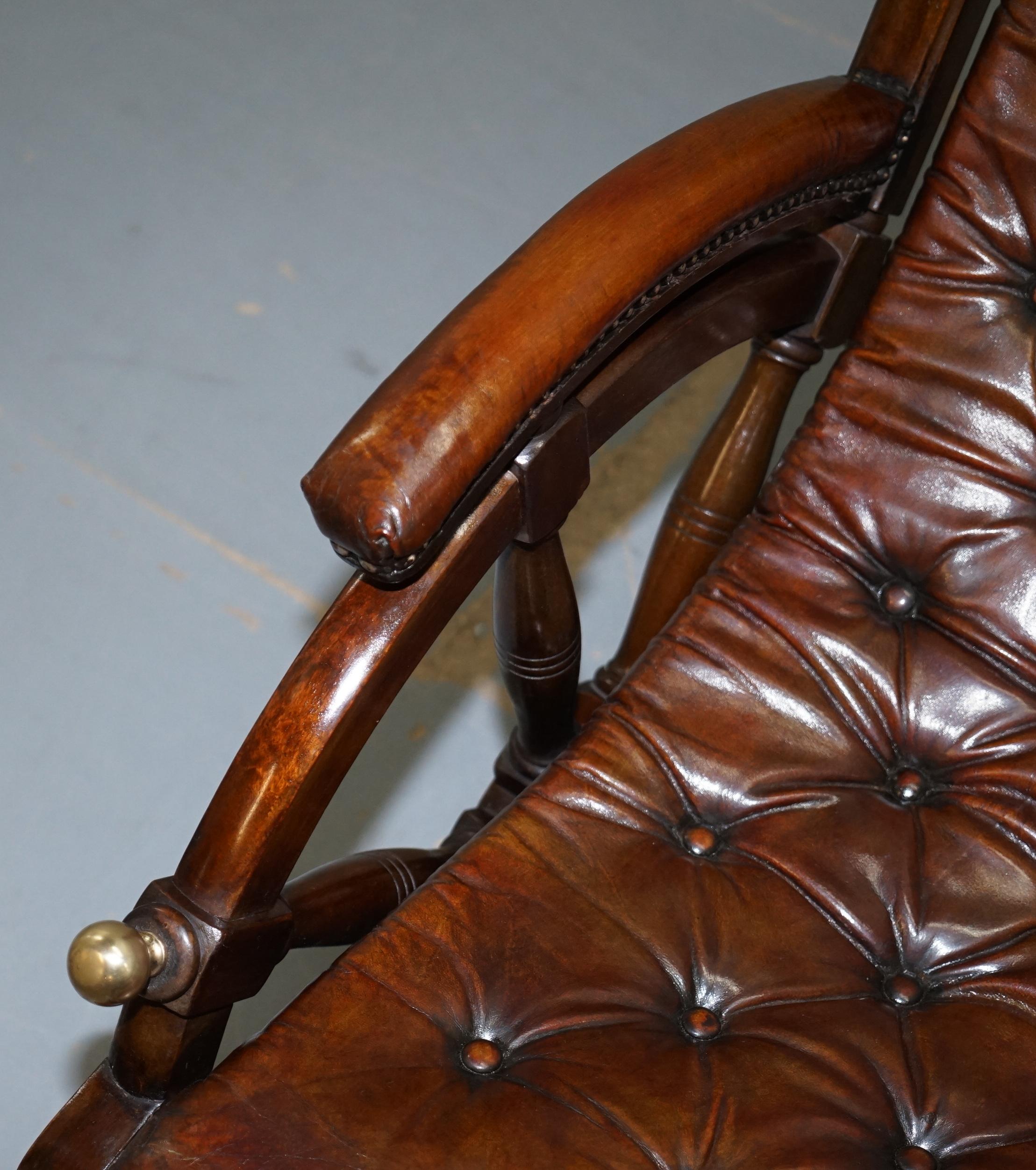 Stamped the Clermont Baltimore 1801 Chesterfield Buttoned Brown Leather Armchair 5