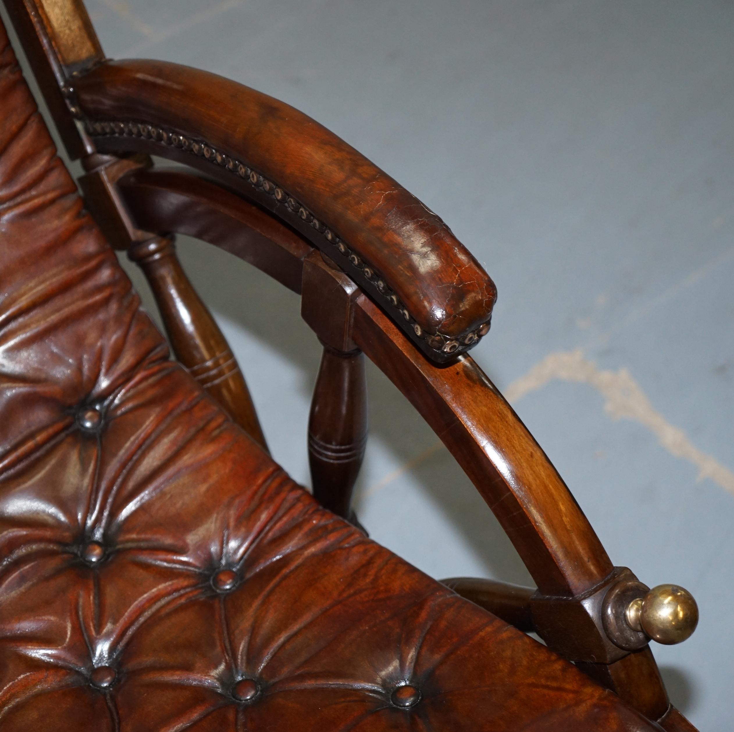 Stamped the Clermont Baltimore 1801 Chesterfield Buttoned Brown Leather Armchair 6