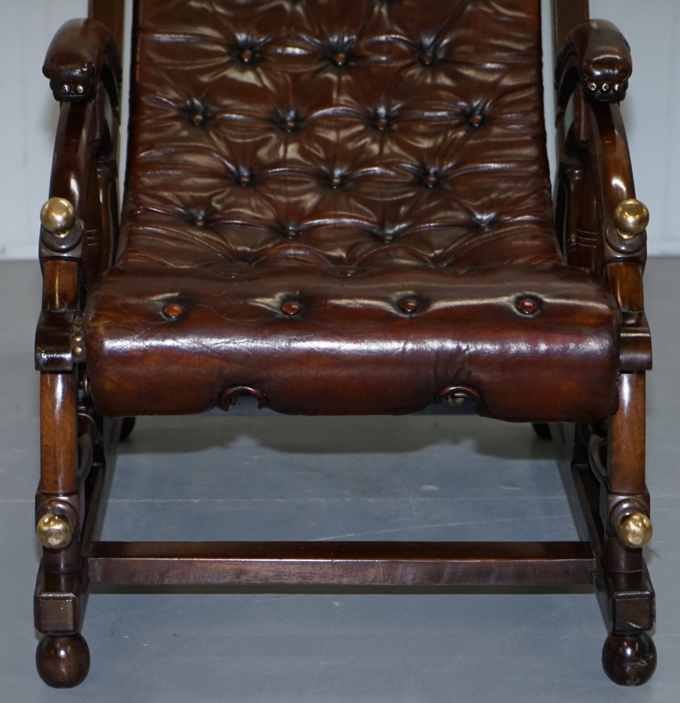 Stamped the Clermont Baltimore 1801 Chesterfield Buttoned Brown Leather Armchair 7