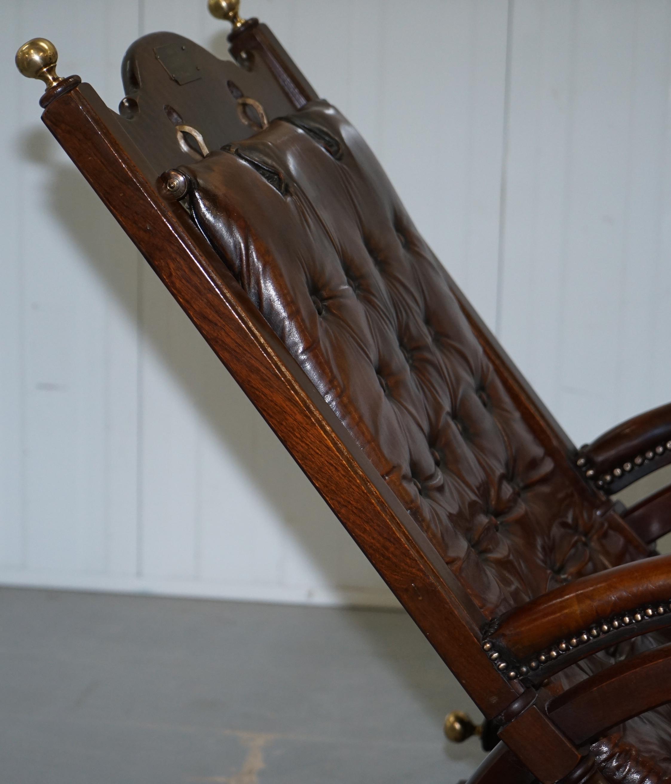 Stamped the Clermont Baltimore 1801 Chesterfield Buttoned Brown Leather Armchair 10