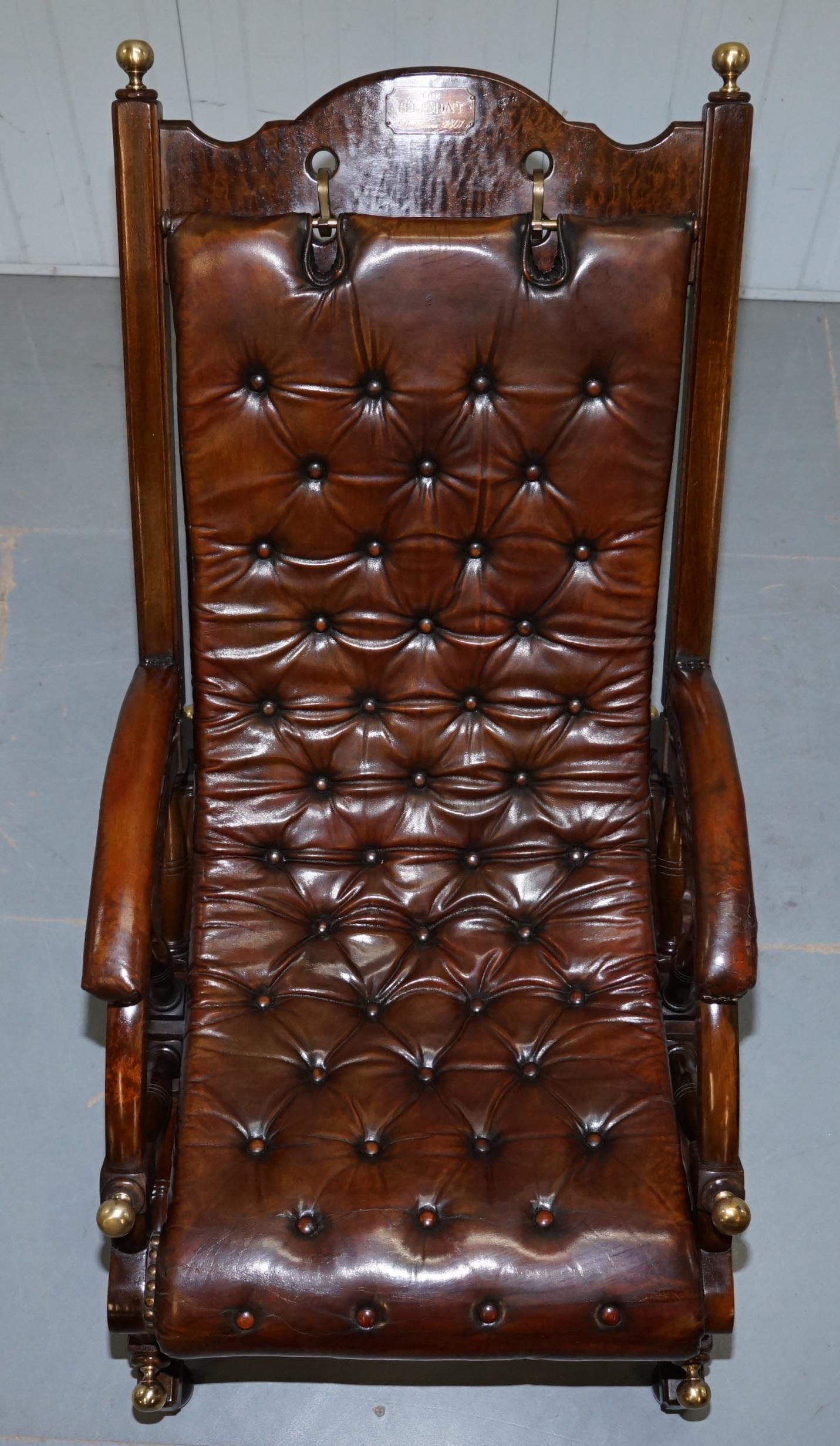 Early 19th Century Stamped the Clermont Baltimore 1801 Chesterfield Buttoned Brown Leather Armchair