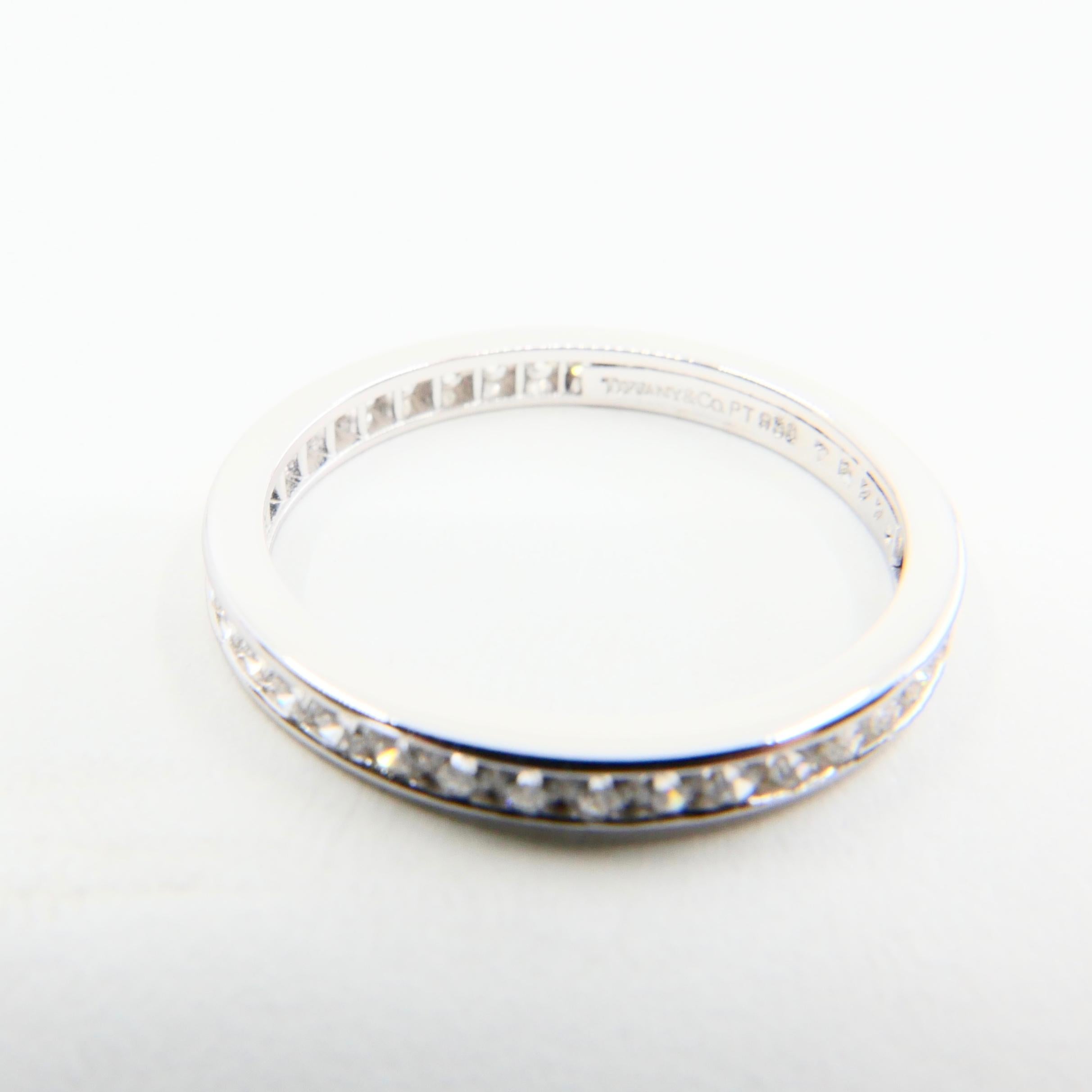 Women's Stamped Tiffany & Co Platinum and Diamond Eternity Wedding Band. Classic